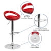 thumbnail image 5 of BizChair Contemporary Red Plastic Adjustable Height Barstool with Rounded Cutout Back and Chrome Base, 5 of 12