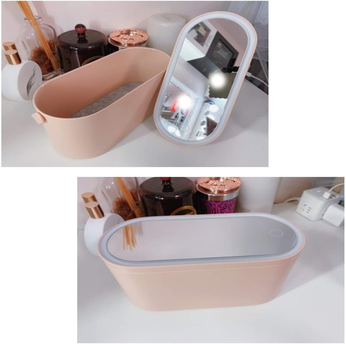 Makeup Case Travel Cosmetic Bag Storage Organizer Box w/3 Level LED Light  Mirror