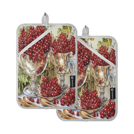 BZSMCE Pot Holder Oven Mitts Cooking baking Red Cherry Printing Creative Pattern Size:7x9.8in