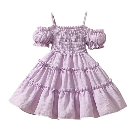 

Girls Party Dress Toddler Kids Baby Girls Tutu Dress Tulle Ruffles Solid Princess Wedding Party Dresses Overall Skirt Clothing Set Purple 130