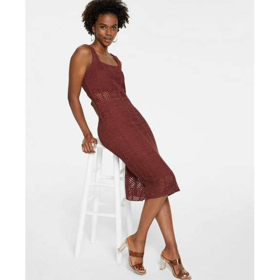 Lucy Paris Womens Mia Crochet Dress Brown XL