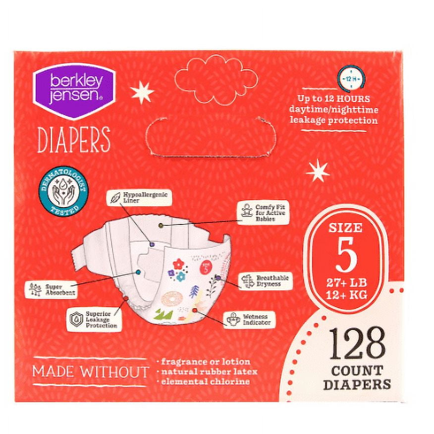Berkley Jensen Diapers Size 5 (27+ LB) 128 Count