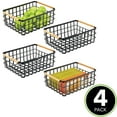 thumbnail image 2 of mDesign Metal Wire Organizer Basket, Bamboo Handles, 4 Pack, Matte Black/Natural, 2 of 9