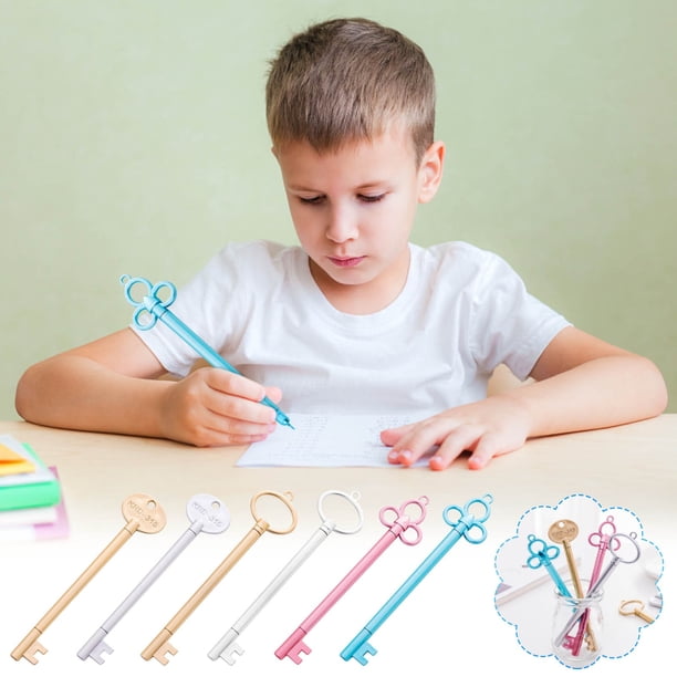 Fiudx Bolígrafo con Forma de Llave, Diseño de Tinta Gel Negra, Escritura Cómoda, Ideal para Estudio o Oficina, Regalo Único, Cuerpo de Plástico, Punta de Escritura de 0,5 Mm, 15 Cm de Largo.