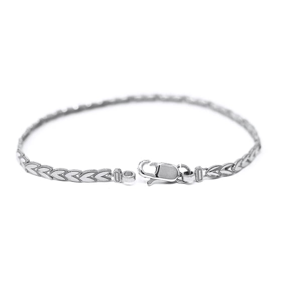 SOLID WHITE GOLD CHEVRON LEAF LINK SPARKLE CUT WOMEN'S BRACELET (3.81 MM) : 10K 7.0"