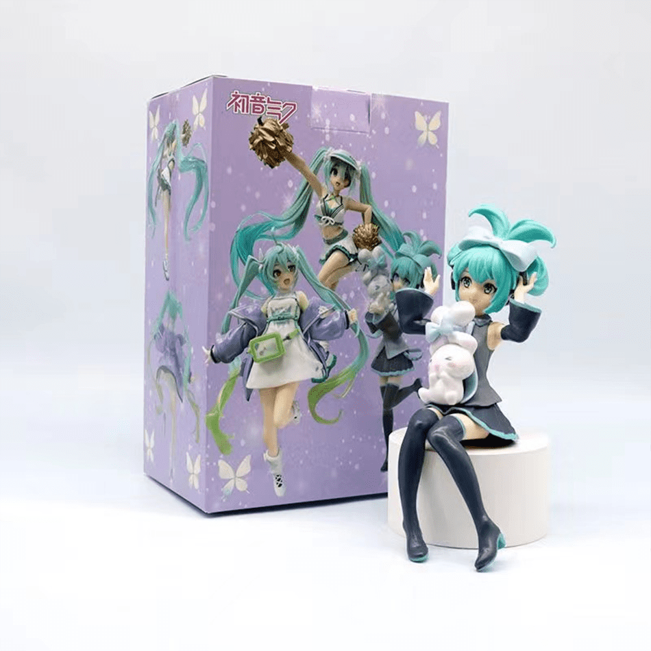 Figura De Anime Miku – Estatua De PVC De 16-17 Cm, Posición Sentada – Coleccionable Hecho A Mano Para Decoración De Escritorio Y Regalos