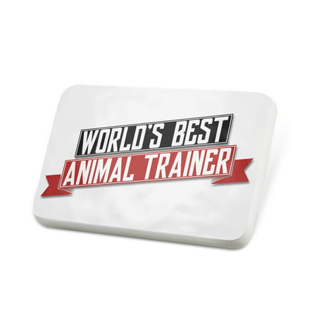 Porcelein Pin Worlds Best Animal Trainer Lapel Badge –