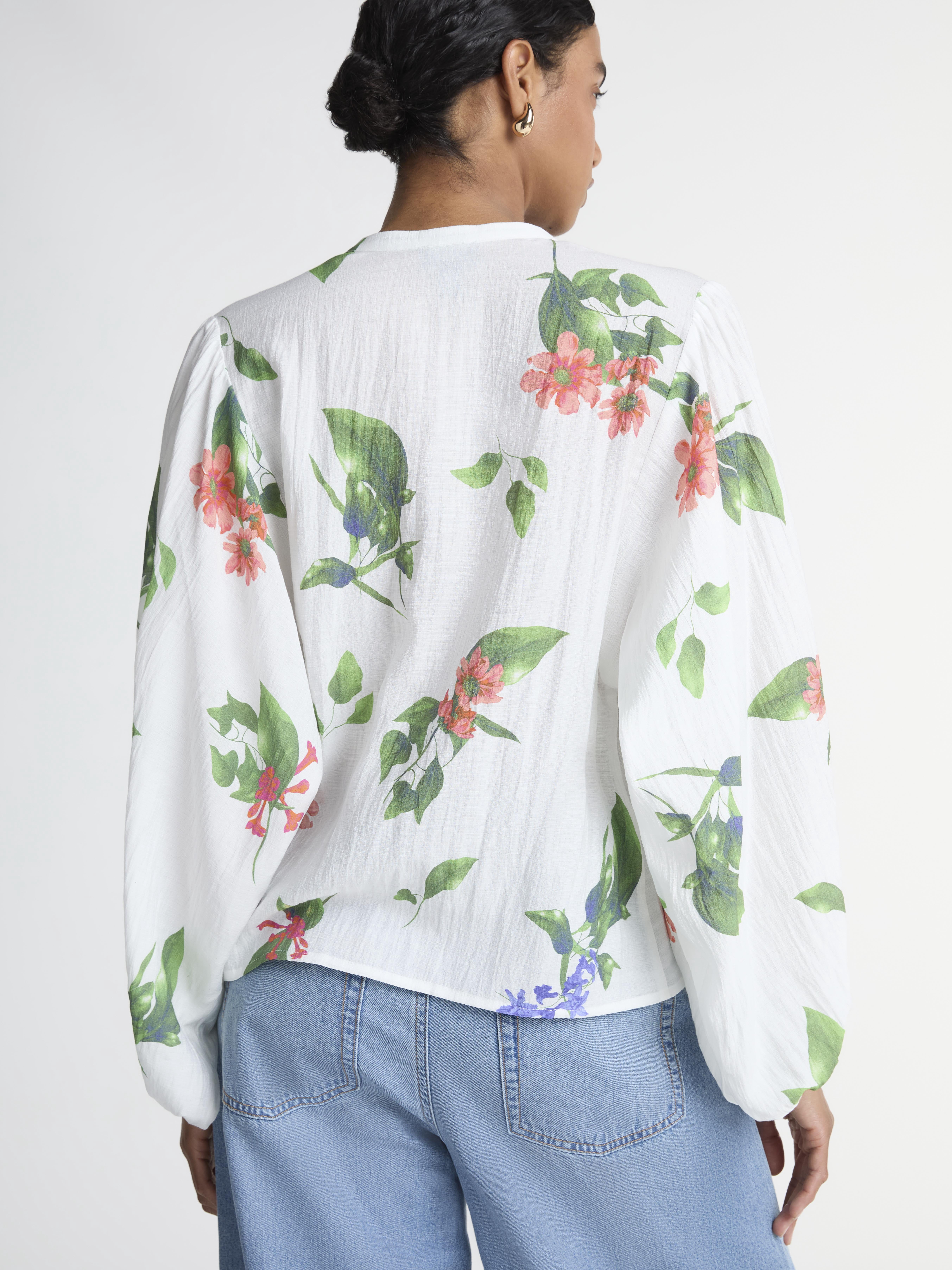 Scoop Women’s Crinkle Gauze Shirt with Blouson Sleeves, Sizes XS-XXL