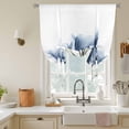 thumbnail image 3 of Blue Flowers Tie Up Curtain 45 Inches Long, Spring Vintage Country Watercolor Blue Tulip Floral Balloon Style Kitchen Window Curtain Over Sink, Small Window Rod Pocket Curtain 34"x45", 3 of 9