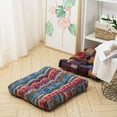 thumbnail image 4 of Square Bohemian Floor Cushion,Cotton Linen Thick Meditation Pillow,22x22 Inch,Stripe Blue, 4 of 7