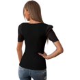 thumbnail image 2 of Blusa Casual de Manga abullonada para Mujer con Abertura en la Espalda Negro puro XS Negro puro XS Xishao ropa, 2 of 2