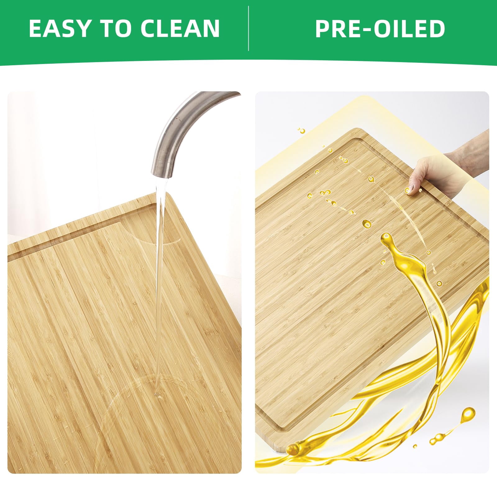 Extra Large Bamboo Cutting Board, Wooden Cutting Board for Kitchen With Juice Groove and Handles, Over Sink Board Meat Cutting Board, Large Caving Board Charcuterie Board