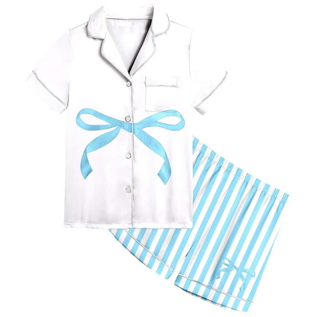Ensemble de Pyjama à Rayures pour Filles – Pyjama à Manches Courtes pour Tout-Petits et Enfants pour le Printemps et l'Été