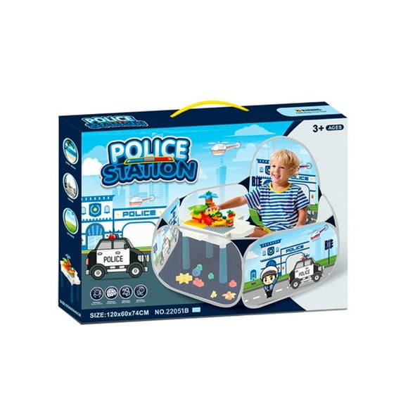 Juego de Mesa Multiactividad 130 Bloques Mesa + Casa de Campaña Policía