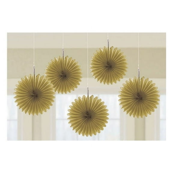 Gold Mini Hanging Fan Decorations (5ct)