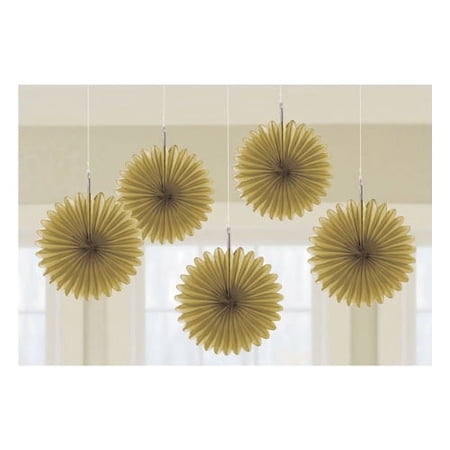 Gold Mini Hanging Fan Decorations (5ct)