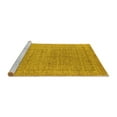 thumbnail image 2 of Ahgly Company Machine Washable Indoor Square Oriental Yellow Industrial Area Rugs, 5' Square, 2 of 4