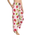 thumbnail image 2 of Qekee Hand Drawn Strawberry print Women Pajama Pants, 2 of 9