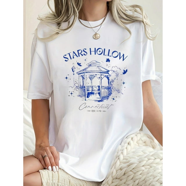 Women Crewneck Print Short Sleeve T-Shirts Summer Tees Loose Fit Graphic TopsWomen's Casual Chic Geometric Print T-Shirt - Crew Neck, Short Sleeve, Stretchy Polyester Blend, Machine Washable - Perf
