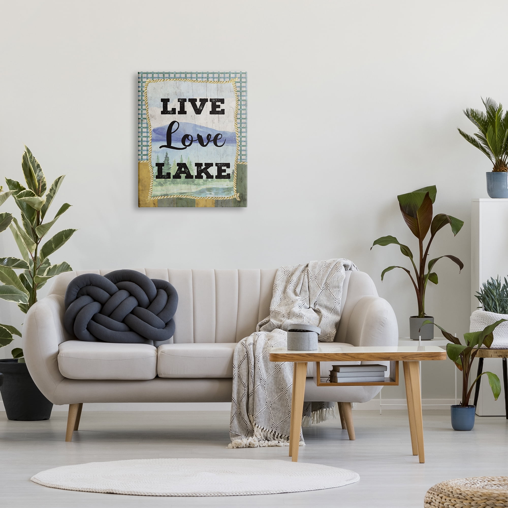 Stupell Industries Live Love Lake Sentiments Charming Lake Mountain Range, 24 x 30, Designed by ND Art