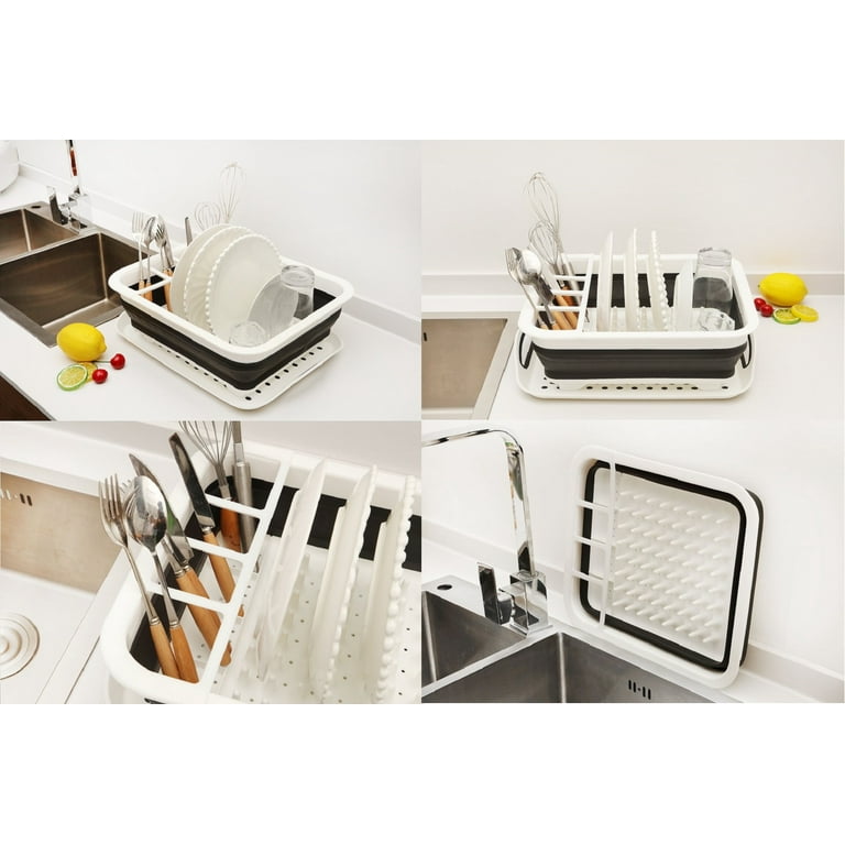 Collapsible Dish Rack And Drainboard Set Foldable Dish Drying Rack