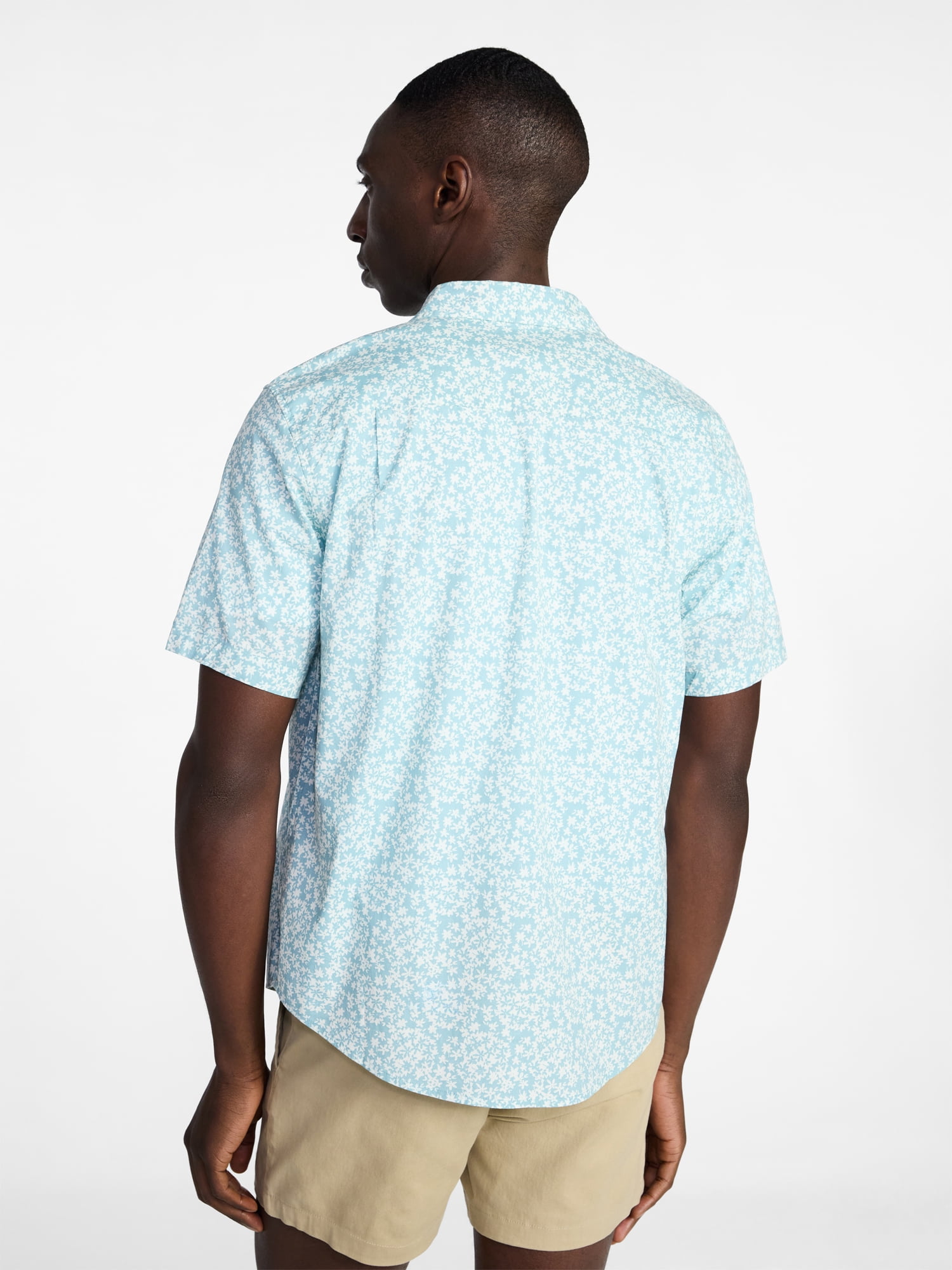 George Men's & Big Men's Modern Fit Poplin Button Up Shirt with Short Sleeves, Sizes XS-5XL