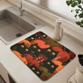 thumbnail image 6 of Dish Drying Mat Absorbent Dish Drainer Kitchen Counter 23.6x19.7inch Dish Drying Pad for Countertops Sinks Draining Racks Black Cat Surrounded by Pumpkins, 6 of 9