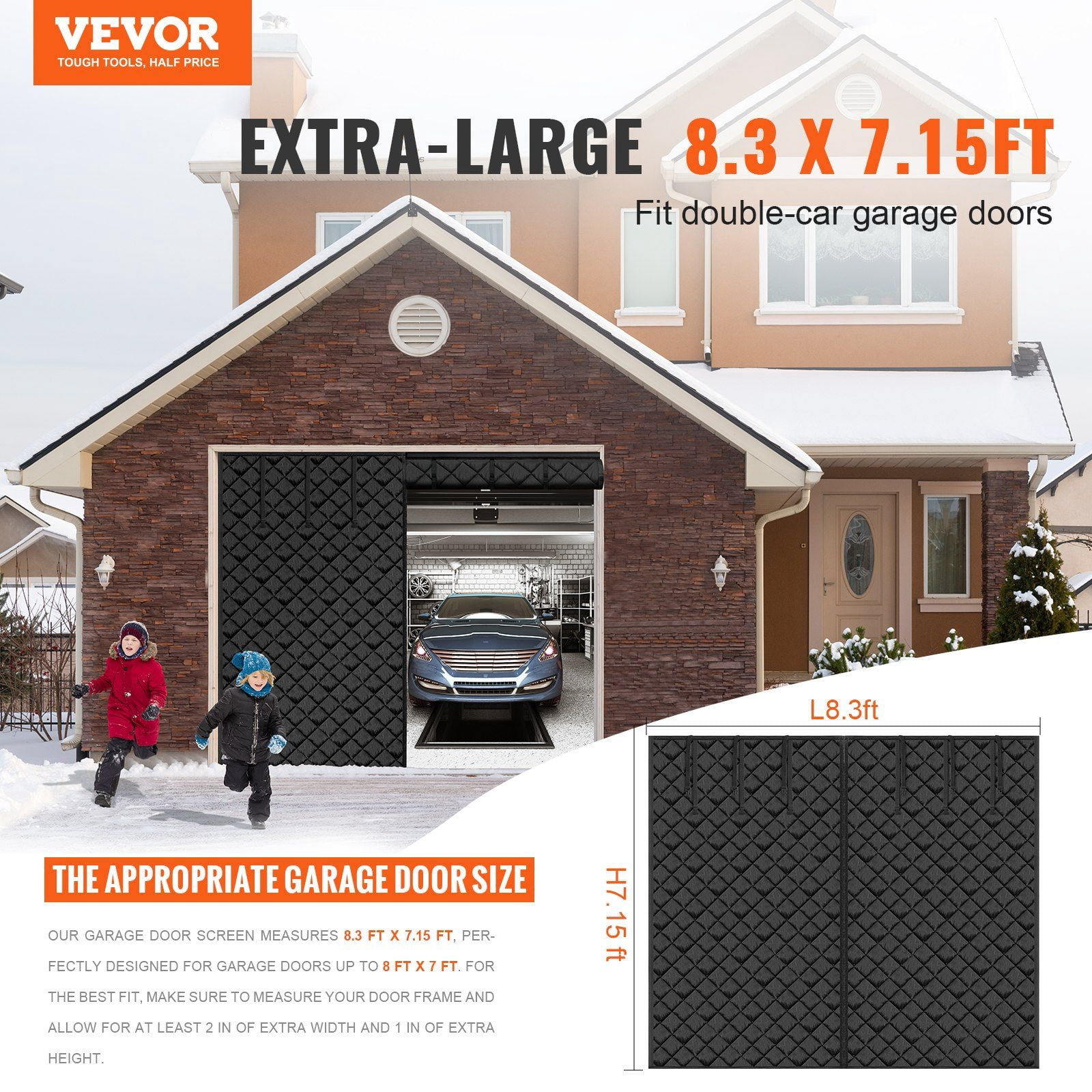 Garage Door Insulation Kit for Winter 8.3 x 7.15 ft – Thermal Barrier Screen to Block Cold Air
