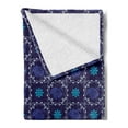 thumbnail image 2 of Peacock Soft Flannel Fleece Throw Blanket, Demonstration of Oriental Animal Pattern Ornate Feathers, Cozy Plush for Indoor and Outdoor Use, 50" x 60", Indigo Sea Blue, by Ambesonne, 2 of 5