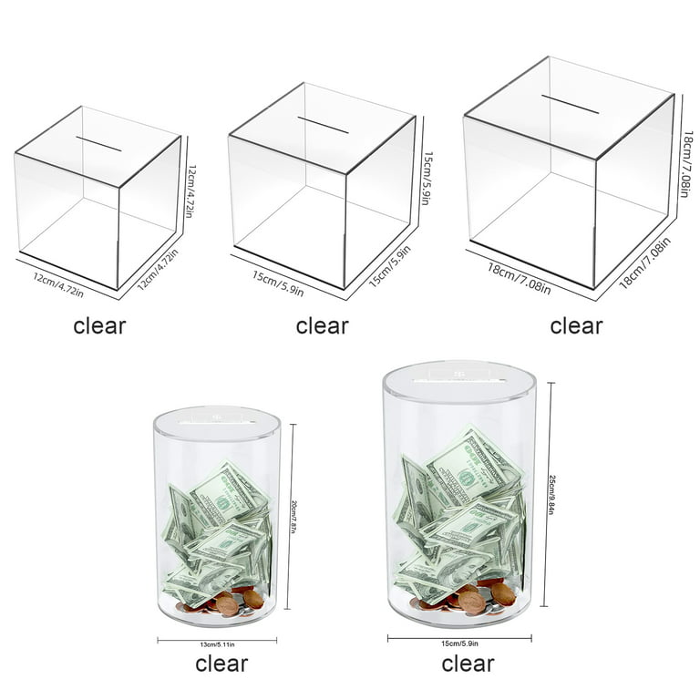 Yamahiko Clear Piggy Bank for Adults, Must Break to Access Savings Clear Acrylic Piggy Bank Money Tip Change Box to Help Budg