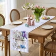 thumbnail image 4 of Easter Table Runner 70 Inches Long for Kitchen Dining, Spring Rabbit Watercolor Flowers Purple Stripes Dresser Scarf Farmhouse, Dining Table Decorations for Wedding/Parties, 13 x 70 In, 4 of 8