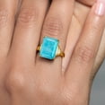thumbnail image 5 of Gem Stone King 18K Yellow Gold Plated Silver Green Turquoise Ring for Women (5.00 Cttw, Emerald Cut 14X10MM, Gemstone Birthstone, Available in Size 5, 6, 7, 8, 9), 5 of 5