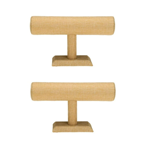 2 expositores de joyas para pulseras, brazaletes y relojes. Material de terciopelo o polipiel que evita arañazos y daños en tus joyas. Beige