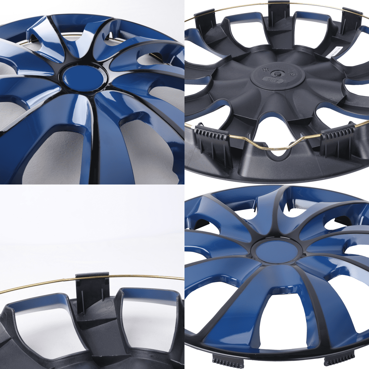 17" Black & Blue Hubcaps/Wheel Covers for Most Cars,Set of 4 Snap on Car Truck SUV Hub Cap,ABS Material