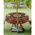 thumbnail image 4 of Boanket Outdoor Tablecloth with Umbrella Hole for Patio/Picnic/Party/Camping, Red Boho Waterproof Table Cloth Round Cover Washable, Contemporary Abstract Ethnic Vintage Geometric (Dia 54"), 4 of 7