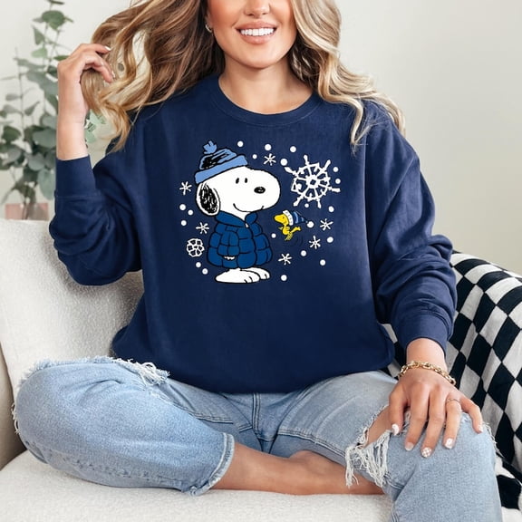 Snoopy Winter Puffer Jacket Sweatshirt, Comfort Colors Snoopy Shirt, Snoopy Winter Sweatshirt, Charlie Brown Christmas Sweatshirt