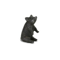 HomeRoots 8" Black Rustic Metal Pig Figurine
