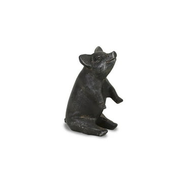 HomeRoots 8" Black Rustic Metal Pig Figurine
