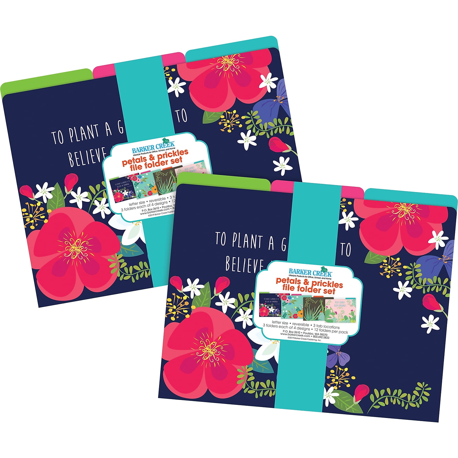 Barker Creek Design File Folders, Multicolor, 1/3-Cut Tabs, Letter Size, 24-Count