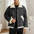 thumbnail image 2 of IWRICH Men's Faux Shearling Ranchers Bomber Jacket Casual Oversize Baggy Warm Jackets Big and Tall Winter Coat Dark Gray XXXXL, 2 of 9