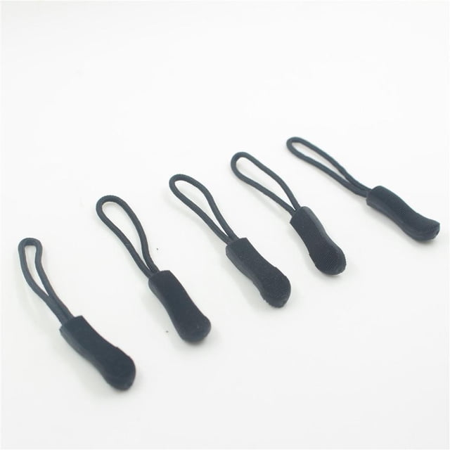 veasfak 10 Pieces Nylon Rope Zipper Pull Cord Zip Puller Fastener Slider for Clothes Bag Black