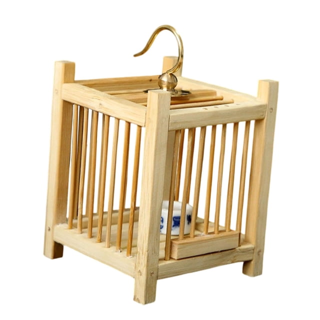 Jaula para saltamontes, contenedor cuadrado premium para exteriores, jaula para pájaros portátil, hecha a mano, para mascotas pequeñas, de bambú