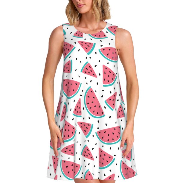 Disketp Watermelon para Vestido sin Mangas para Mujeres, Vestidos de Verano para Mujeres, Casual y Holgado para la Playa