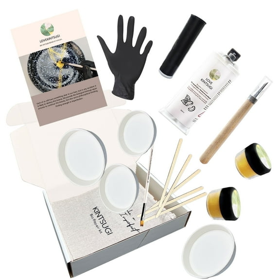 Kintsugi Repair Kit with Bio Resin, Food Safe & Dishwasher Safe, Japanese Art Gold Repair Kit for Ceramics, Beginners Friendly, Eco Bio Glue Craft Set