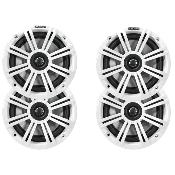 Kicker White OEM Replacement Marine 6.5" Coaxial Speaker Bundle - 4 speakers