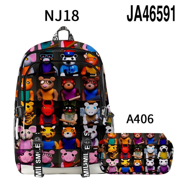 Roblox ROBLOX mochila con estampado de mundo Virtual para niños, bolsa escolar para niños y niñas, aligeramiento de hombros con cremallera, 2 piezas por juego