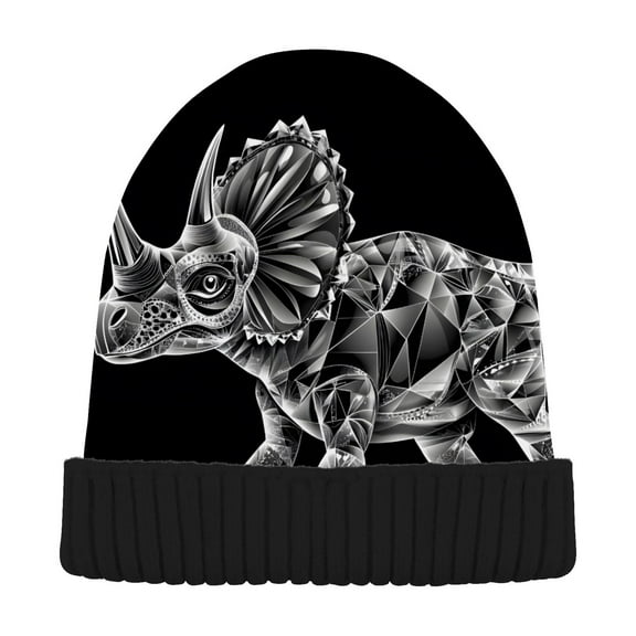joogoo Dinosaur-a2 Beanie Hats Cuffed Winter Warm Knit Thick Beanies