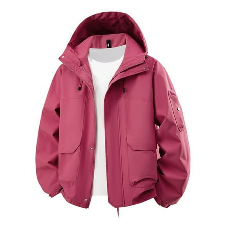 Dolkfu Hiking Womens Jackets Hooded Pink Windbreaker Track Performance Jacket Women s Outerwear 4XL