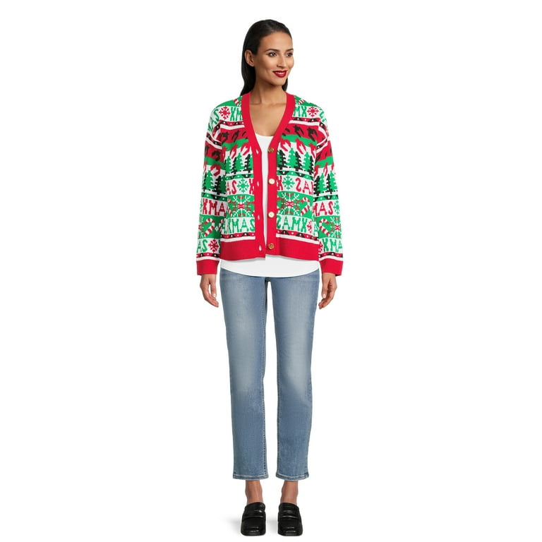 Derek Heart Women s Juniors Christmas Cardigan