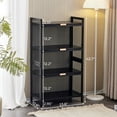 thumbnail image 5 of Bakers Rack with Flip Doors, 3 Tier Kitchen Cabinets with Iron Mesh Design, Kitchen Racks and Shelves for Spices, Pots and Pans, 100LBS Weight Capacity Per Layer, 5 of 9